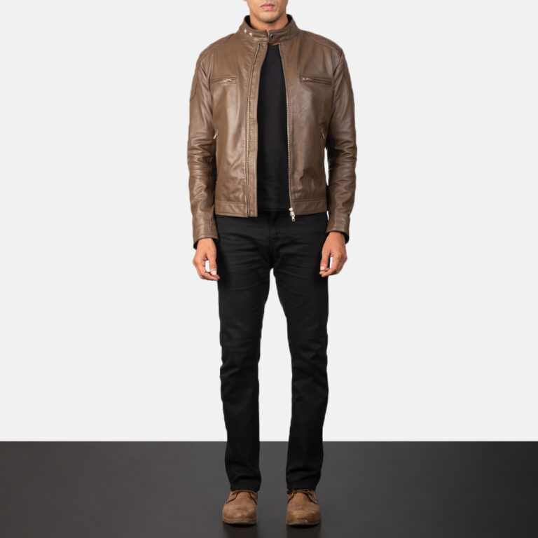 Mens Gatsby Mocha Brown Leather Biker Jacket6305-2-1568993785847